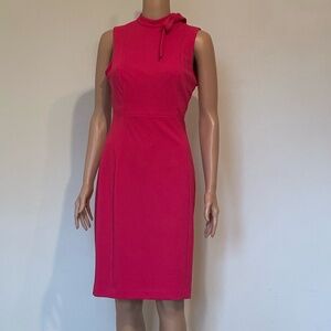 Calvin Klein Pink Bow-Neck Sleeveless Dress Knee-Length Size 4 | NWT